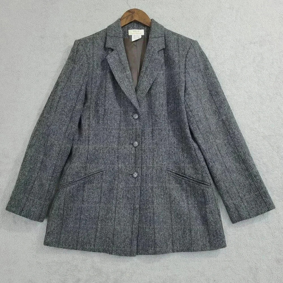 Vintage Harve Bernard Womens Wool Blazer Jacket Size 10 Gray  10CT - Picture 1 of 6